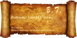 Baksay Teodózia névjegykártya